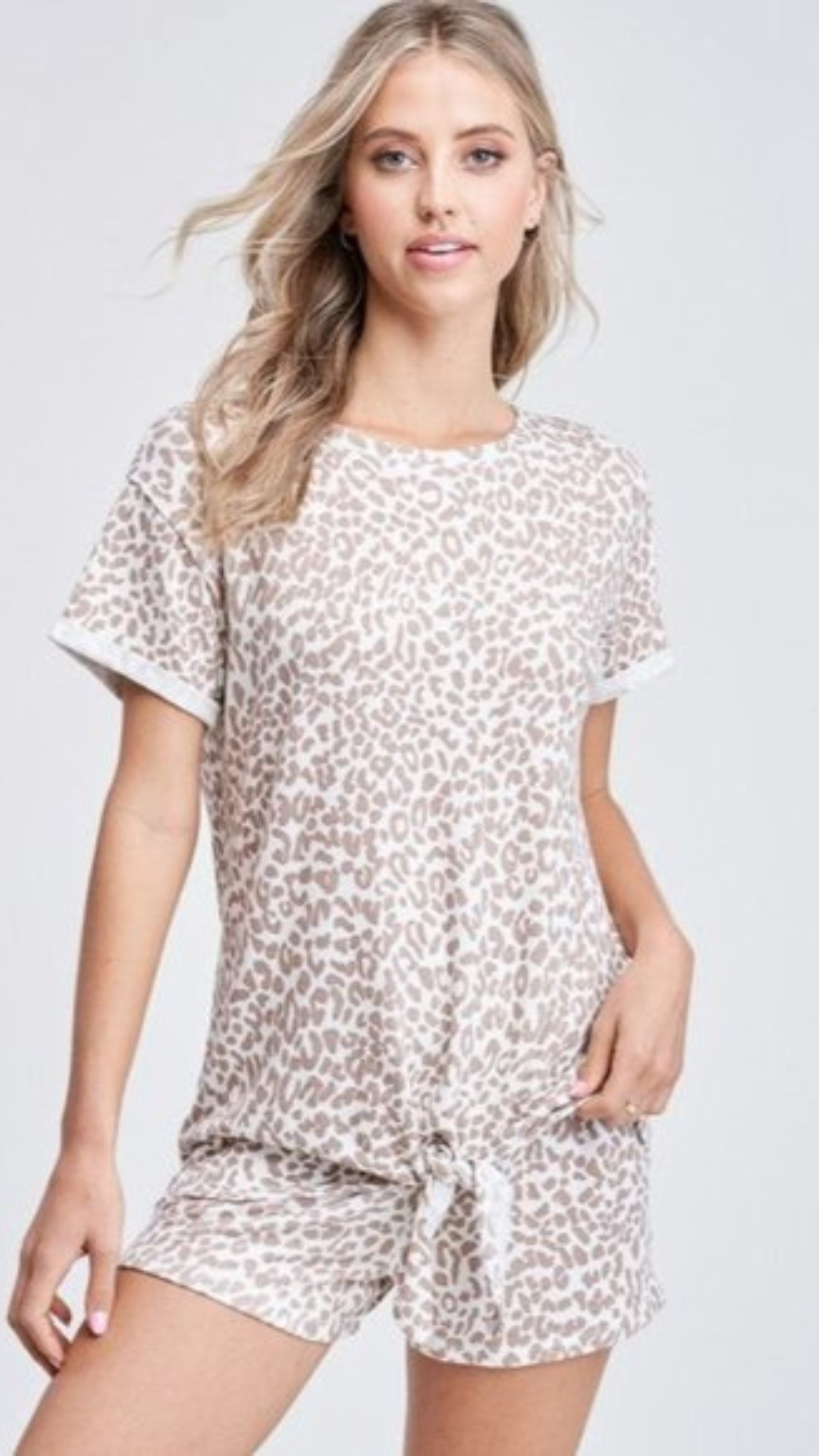 LEOPARD PJ SET IN IVORY/TAUPE