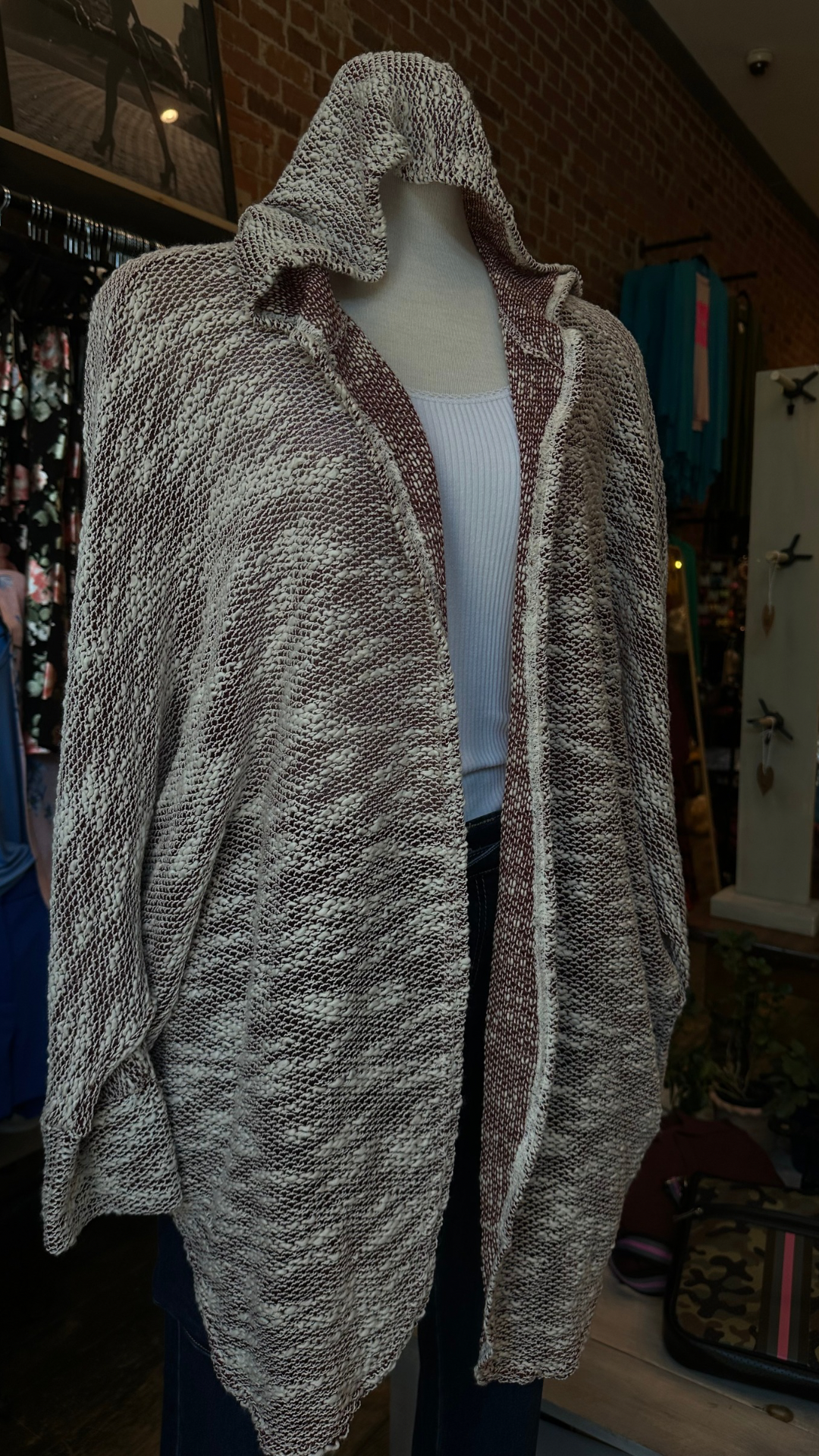 OPEN FRONT LONG CARDIGAN HOODIE