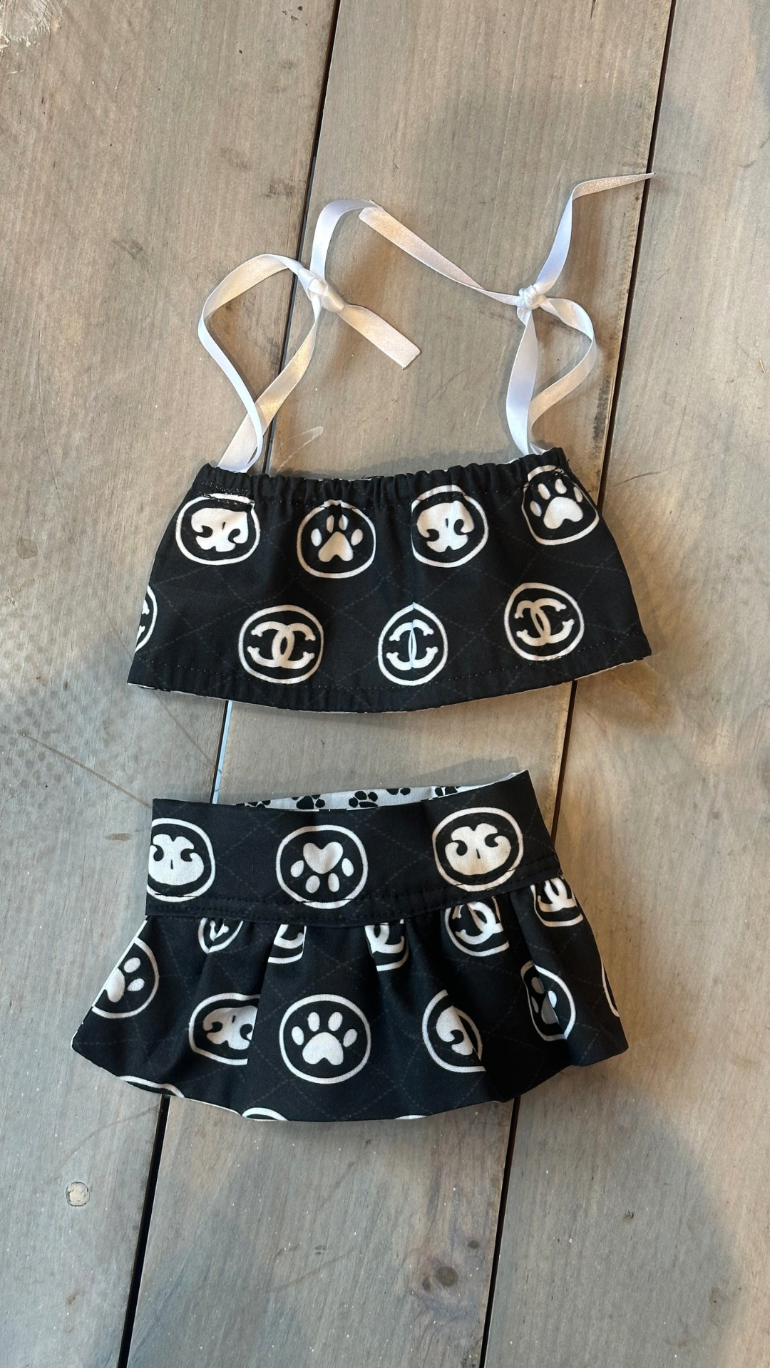 Chanel inspired sun suit top + skirt - reversible