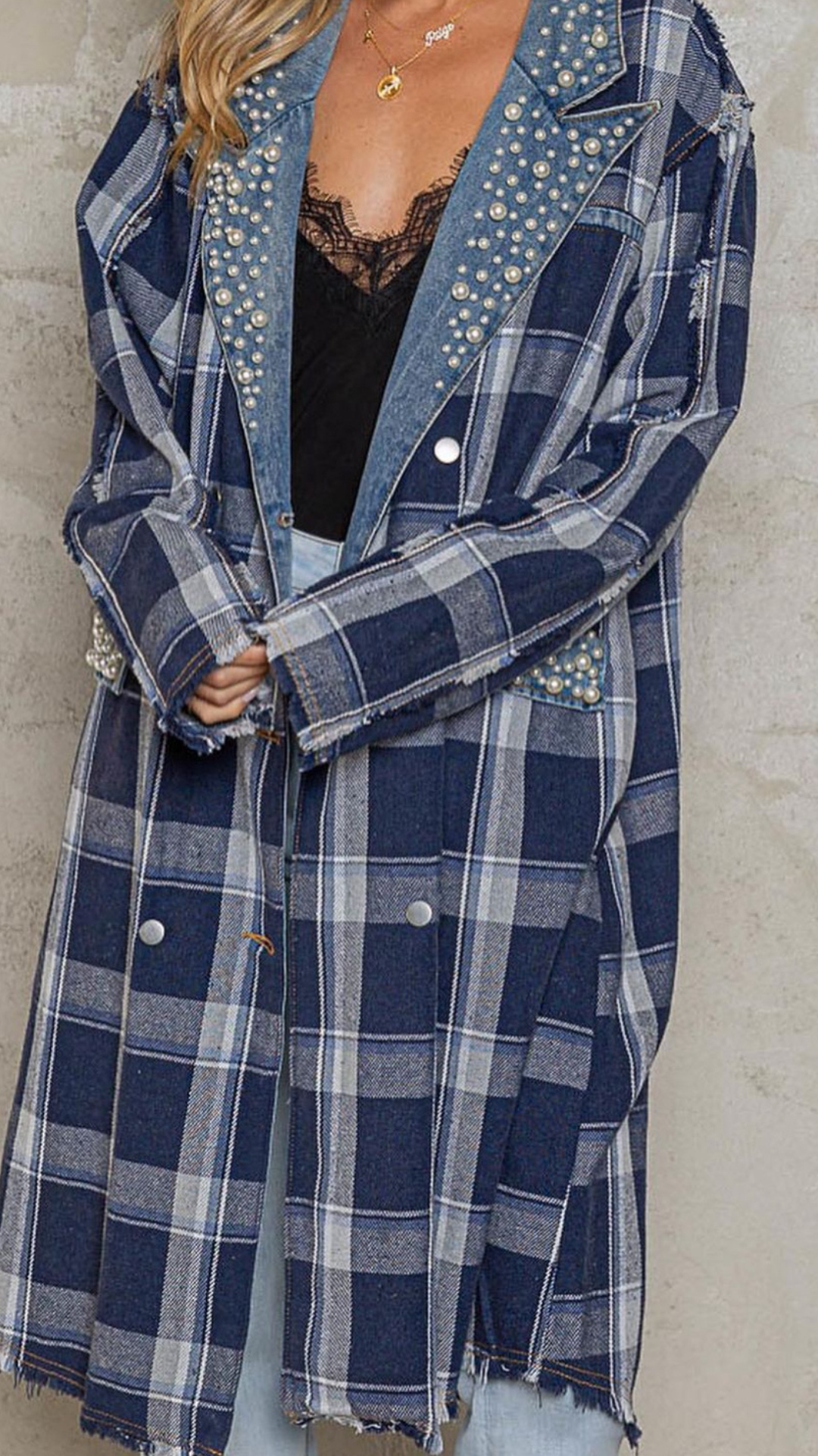 Double Button Jacket with Pearls