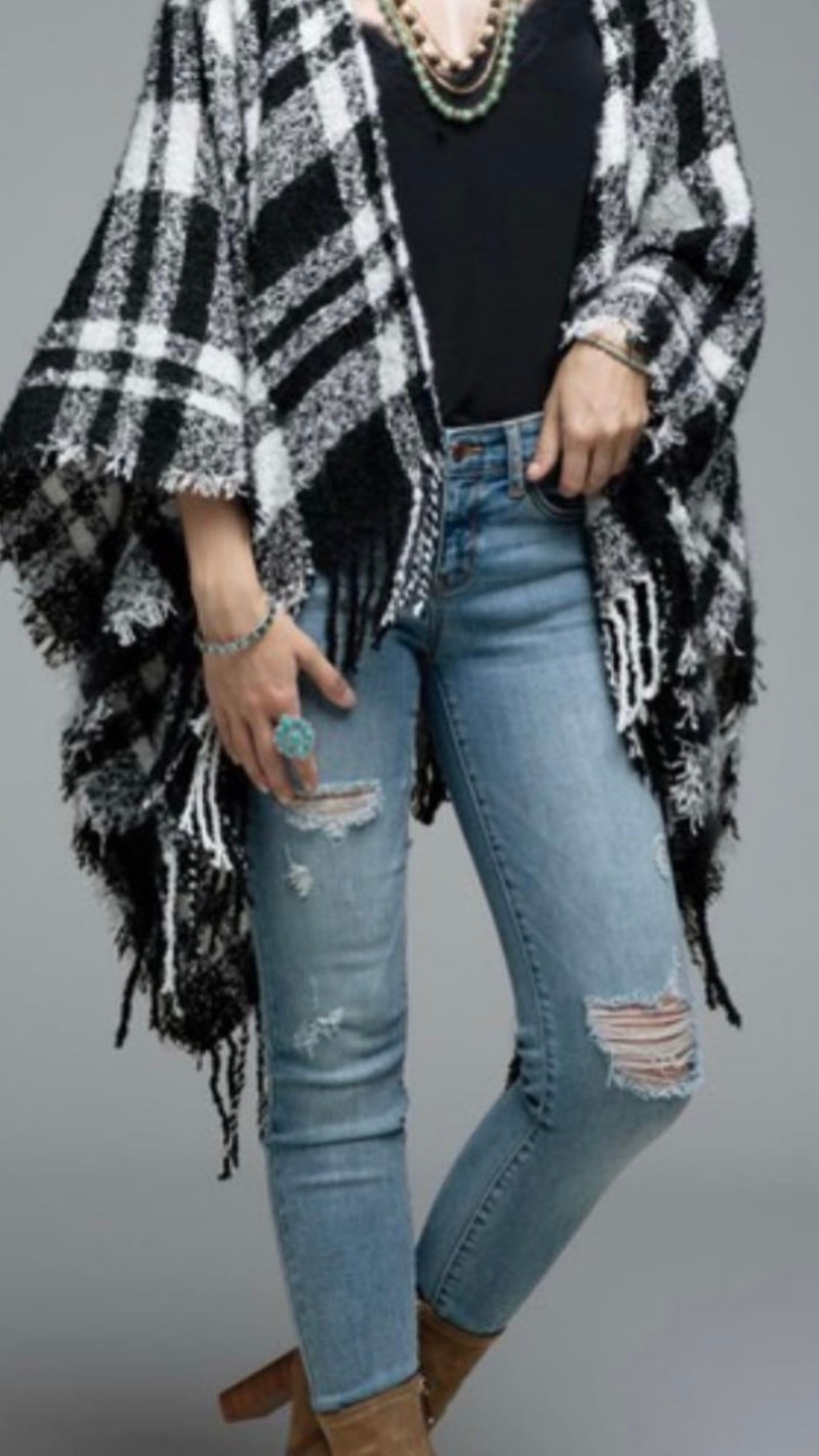 Plaid Ruana
