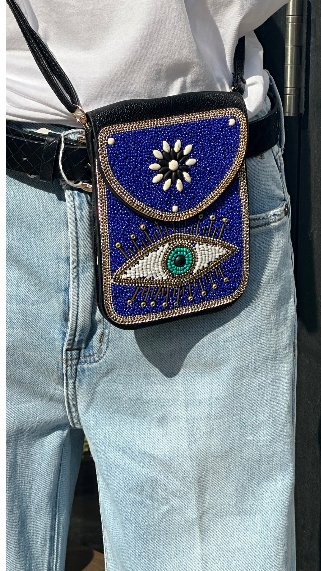Beaded Faux Leather Mini Purse