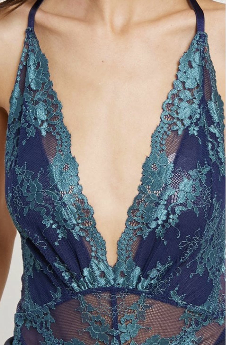 Sheer Two Tone Lace Bodysuit