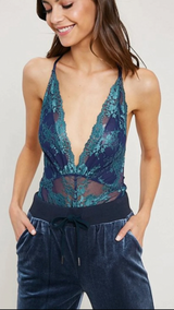 Sheer Two Tone Lace Bodysuit