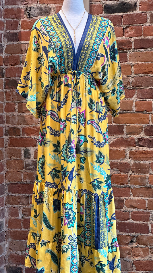 Boho Yellow Patterned Dress