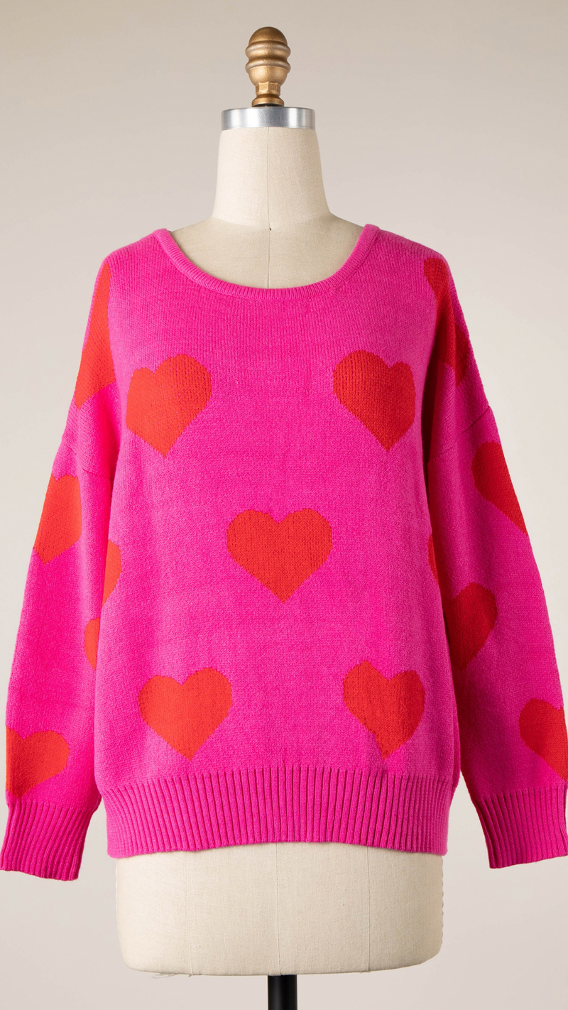 Heart print sweater discount