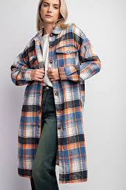 Plaid Button-Down Jacket/Coat