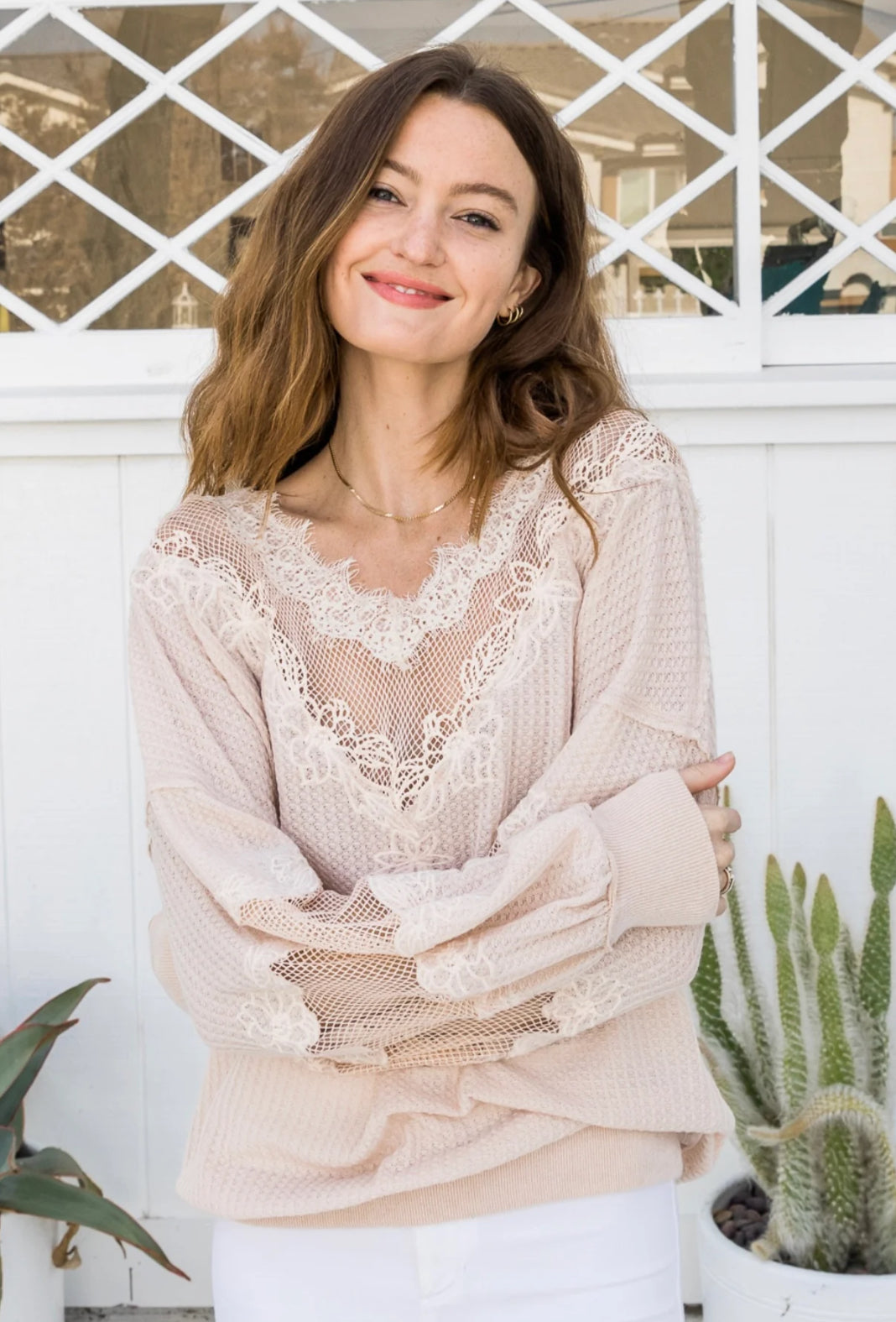 Cream Lace Top