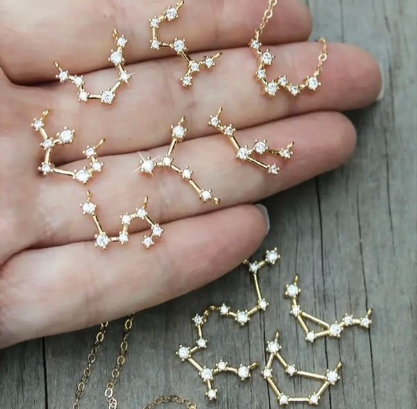 Constellation Zodiac Pendant Charms with Necklace