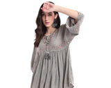 Grey Embroidered Tunic Top