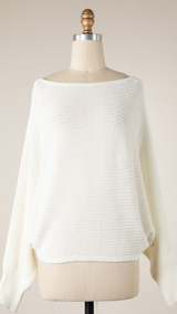 DOLMAN SLEEVE BACK LACE UP CABLE KNIT SWEATER