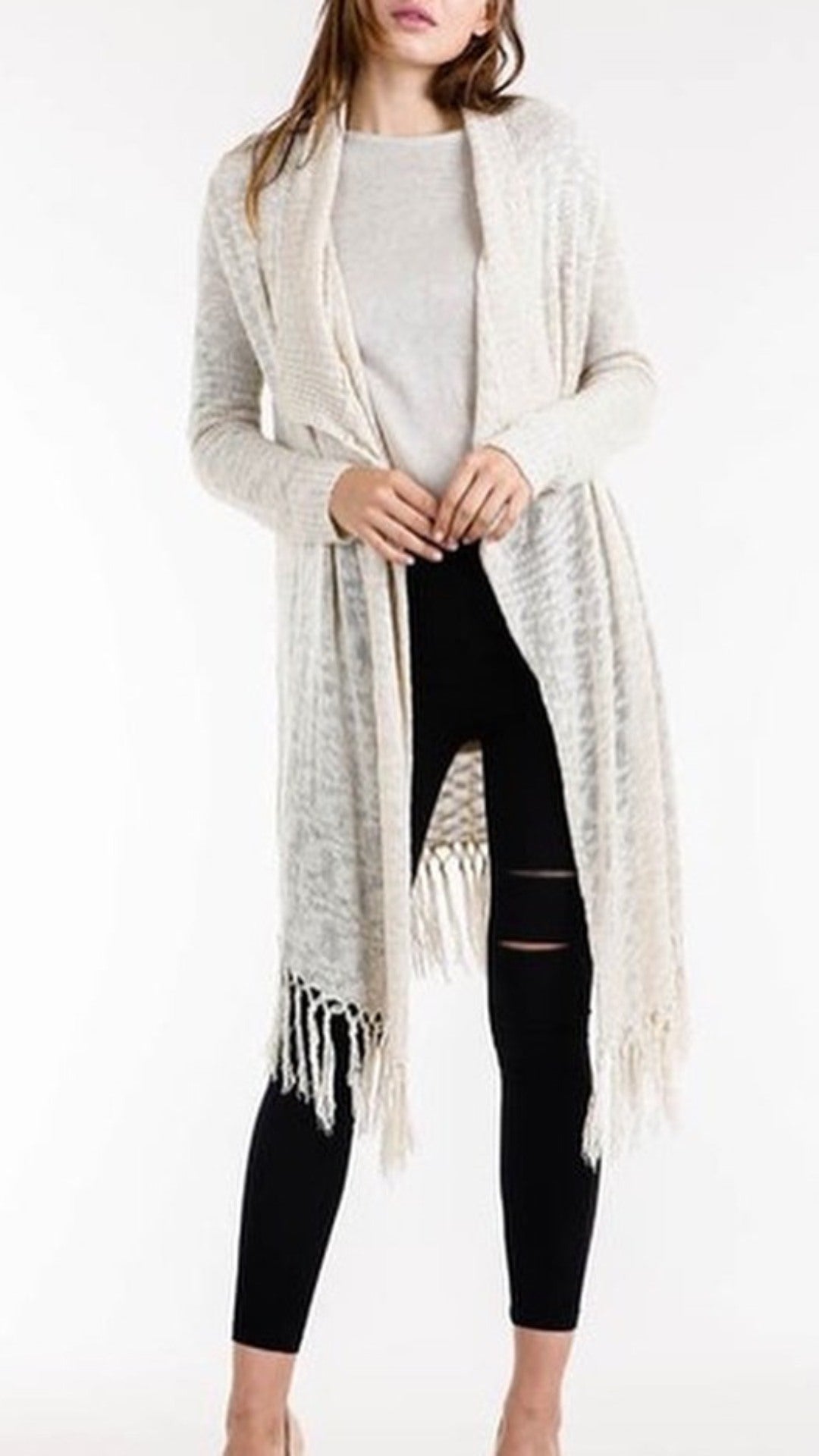 Ivory Fringe Cardigan