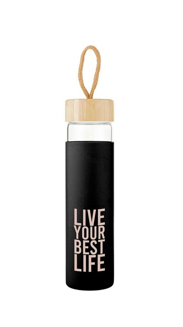 Glass Water Bottle - Live Your Best Life