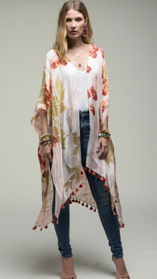 Ivory Watercolour Kimono - One Size