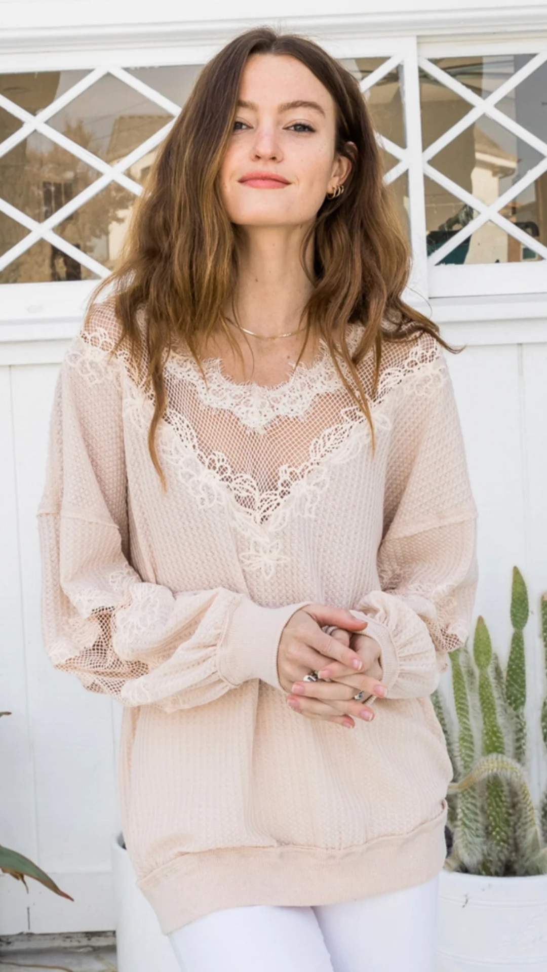 Cream Lace Top