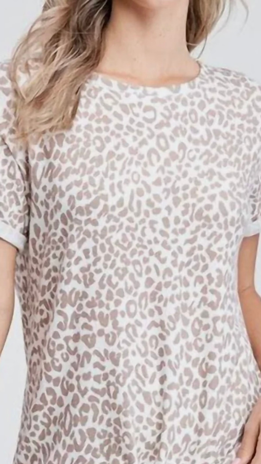 LEOPARD PJ SET IN IVORY/TAUPE