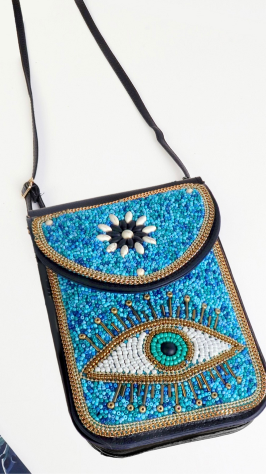 Beaded Faux Leather Mini Purse