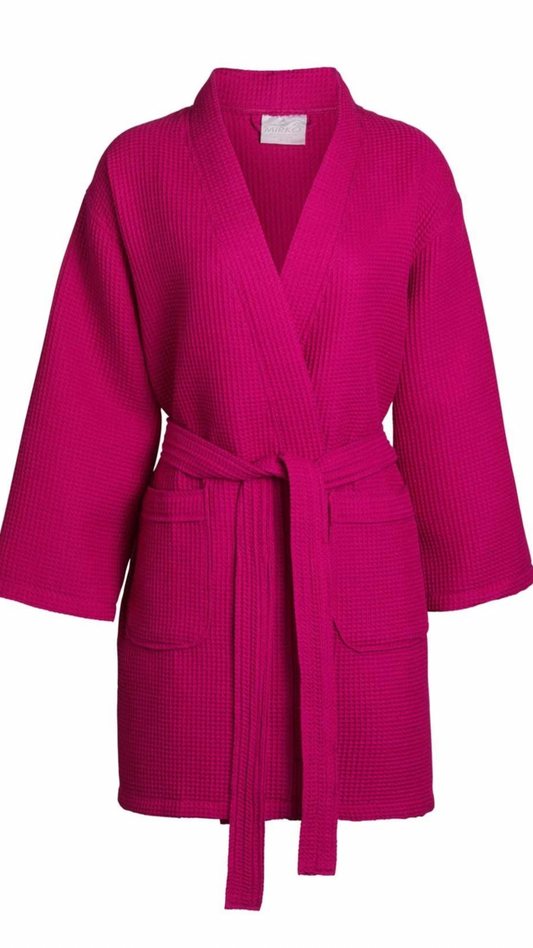 COTTON WAFFLE ROBE - FUSCHIA