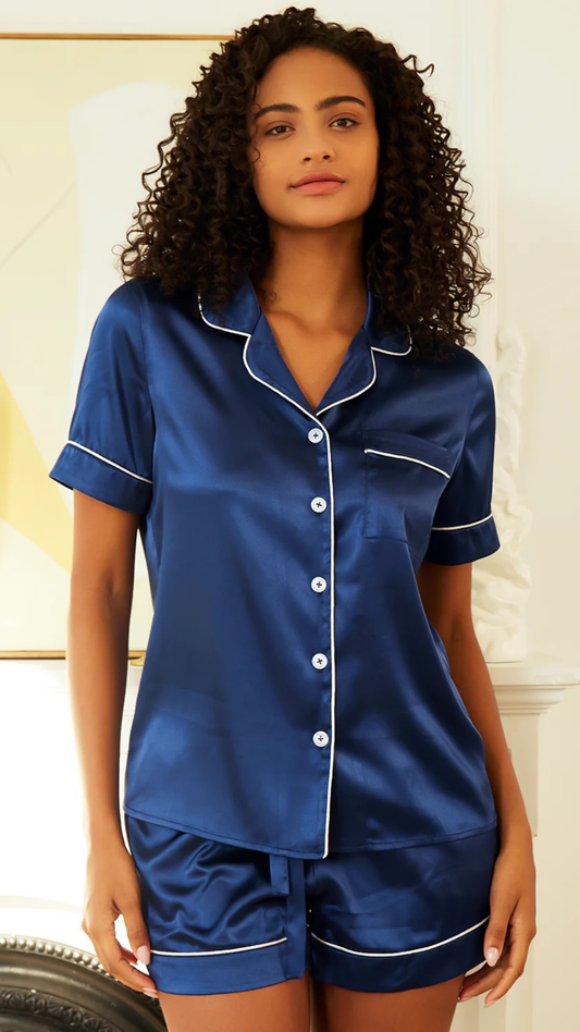 SILKY SOFT PJ SET - NAVY
