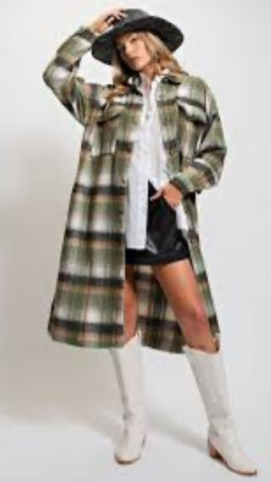 Plaid Button-Down Jacket/Coat