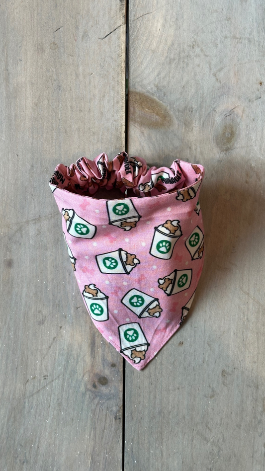 Scrunchy Reversible Bandana -  Pink Puppuccino