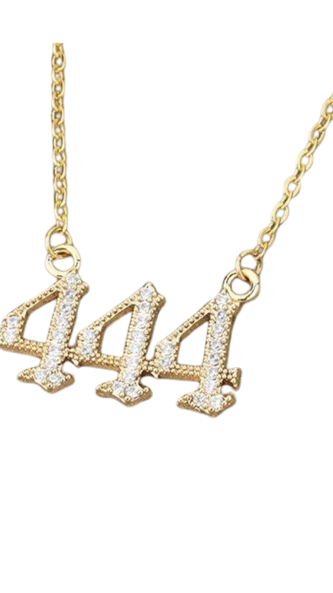 444 Rhinestones Angel Number Pendant Necklace