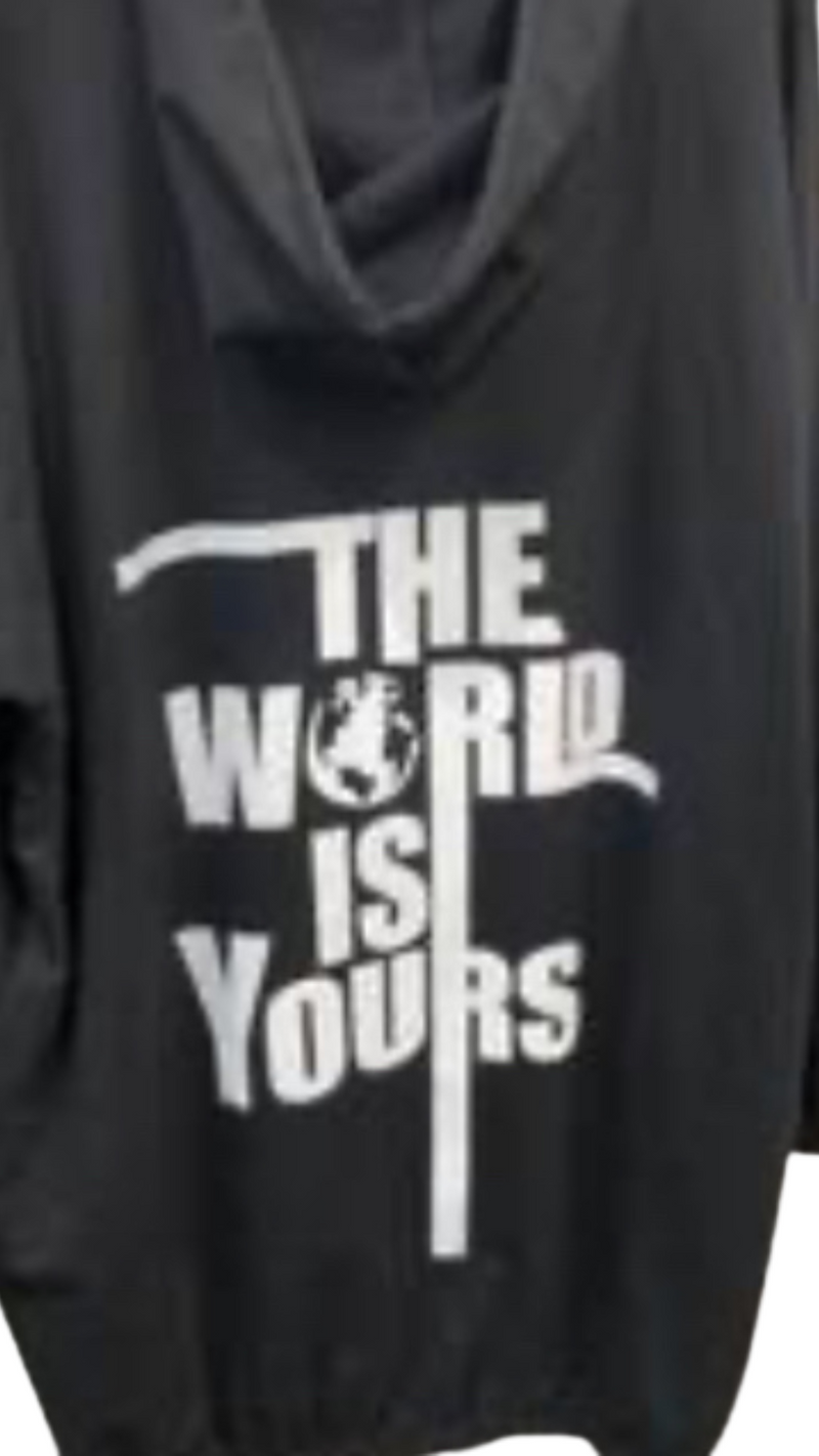 The "World Is Yours" Print Zip Up Long Jacket