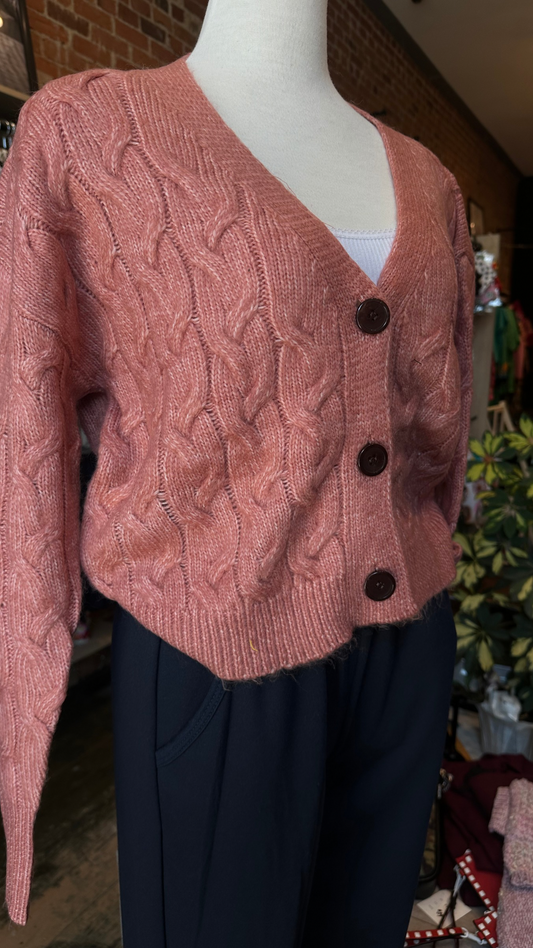 ROSE BUTTON DOWN SWEATER