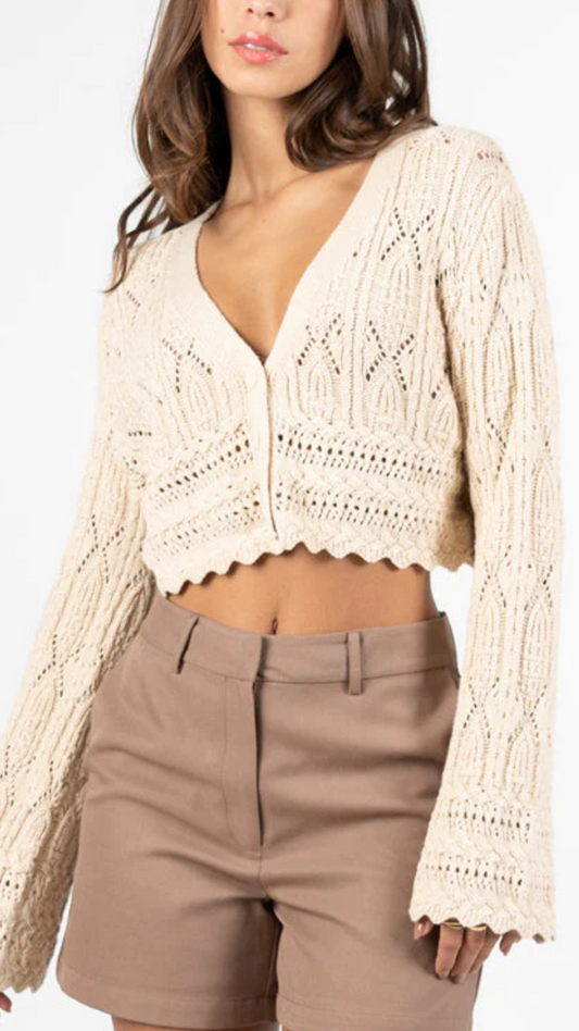 Cotton Crochet Crop Cardigan