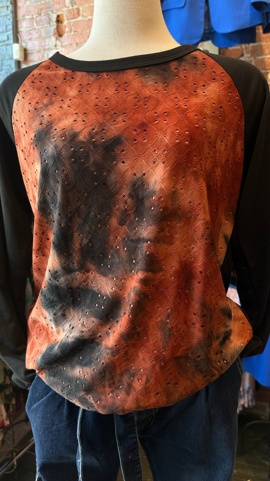 BURNT ORANGE AND BLACK TOP
