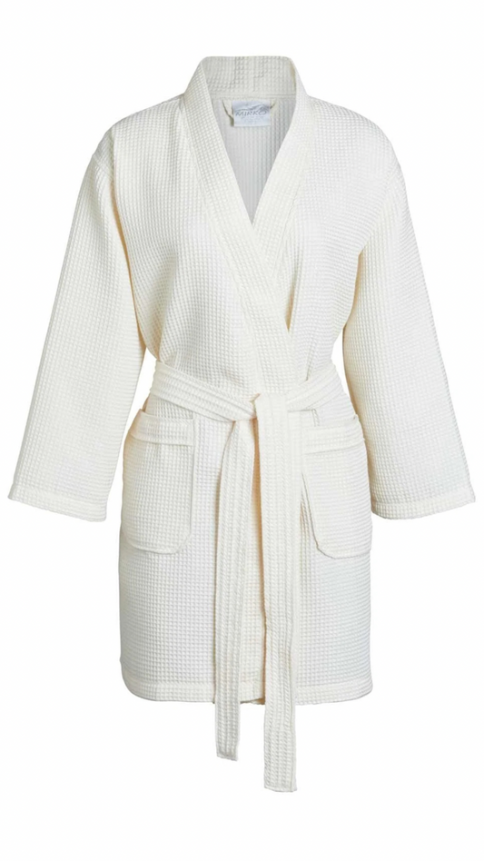 CREAM COTTON WAFFLE ROBE