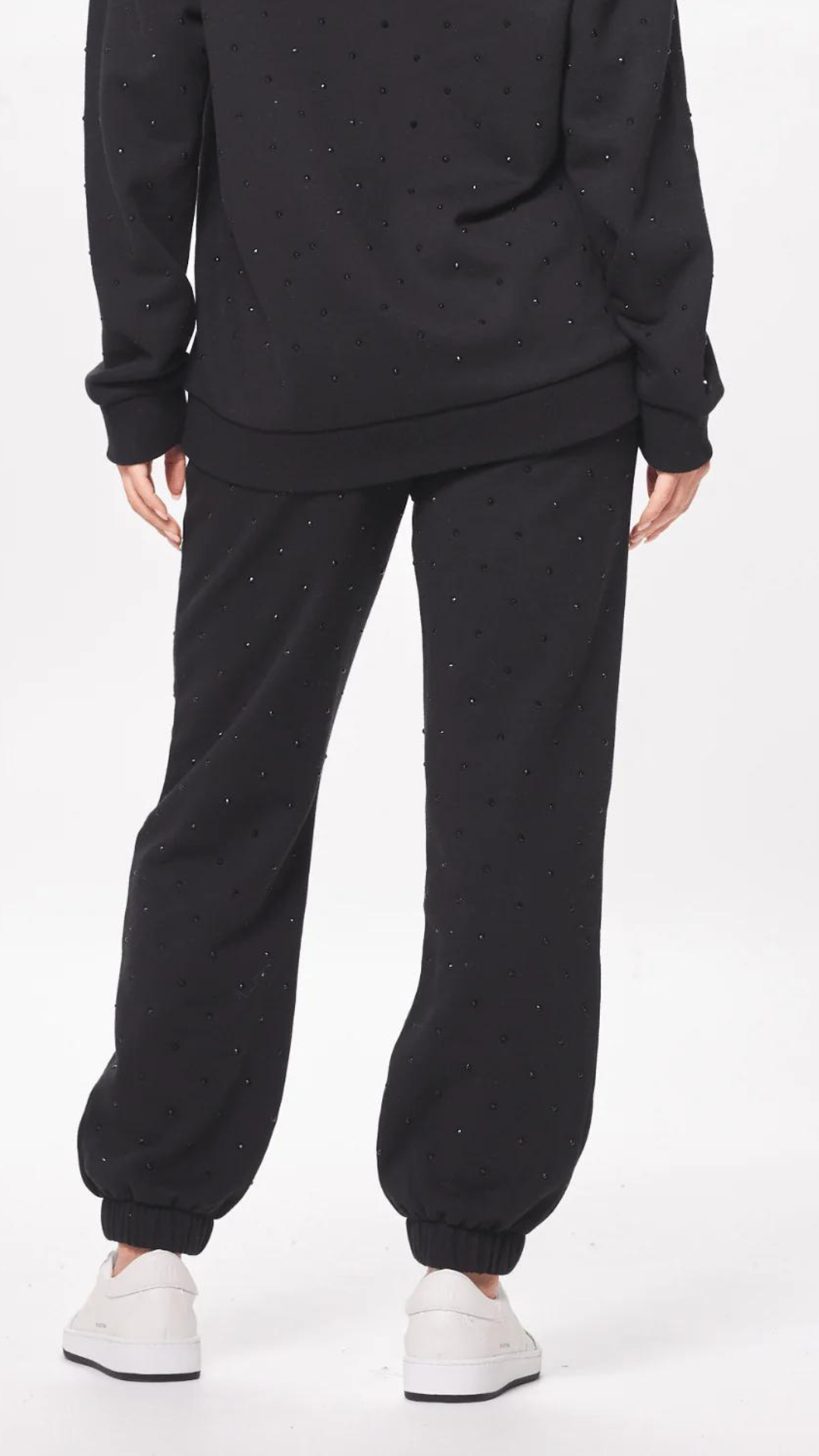 BLACK FLEECE JOGGER W/ RHINESTONES