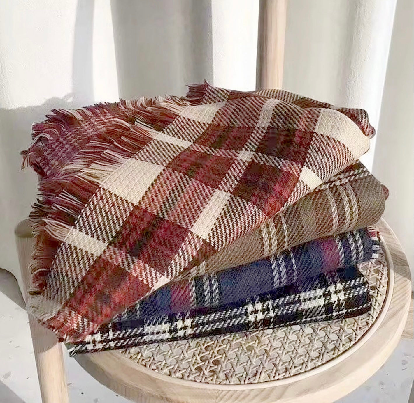 Plaid Print Blanket Scarf