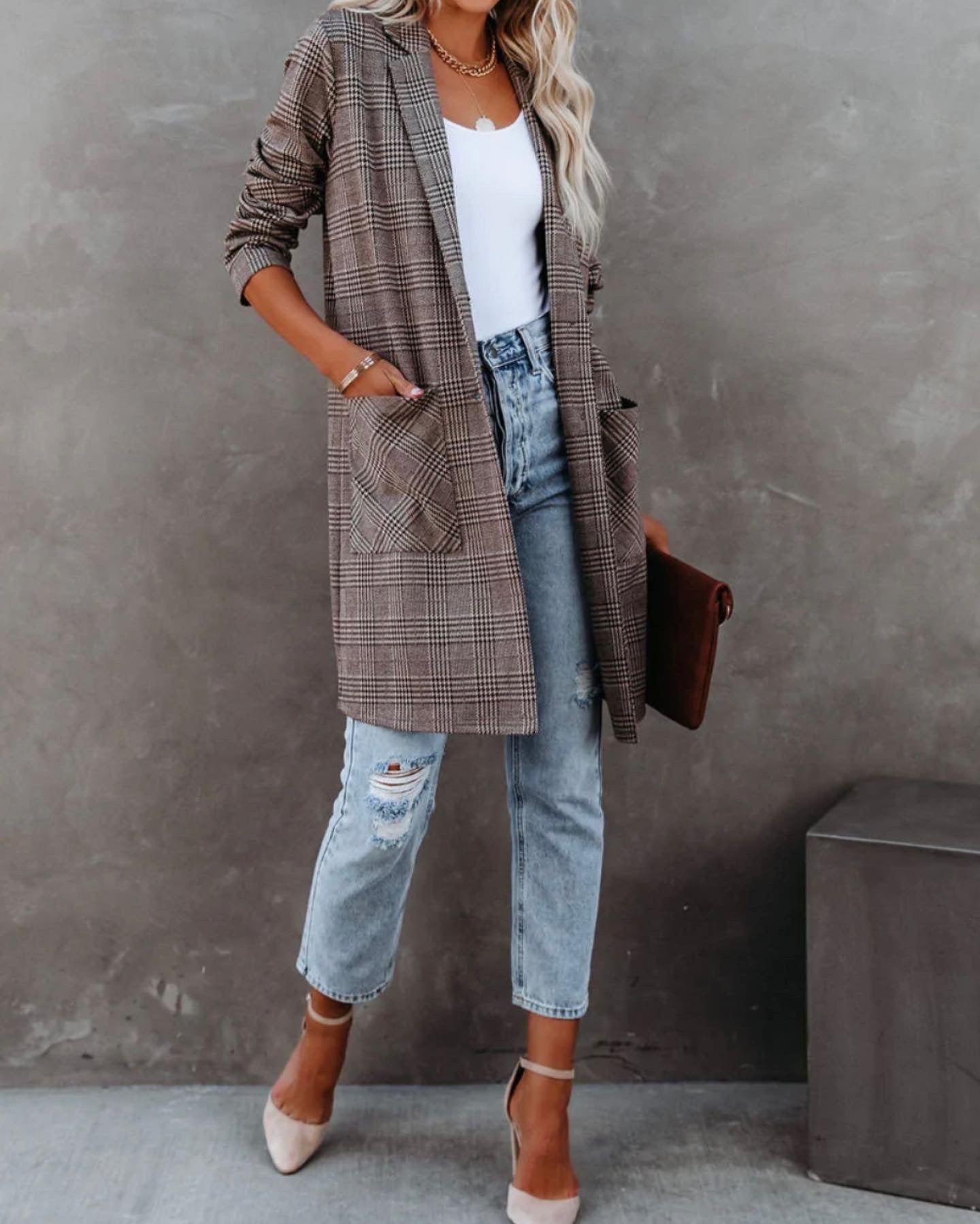 Brown Plaid Blazer