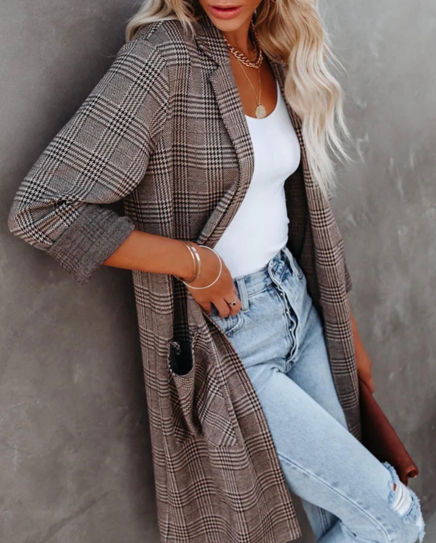 Brown Plaid Blazer