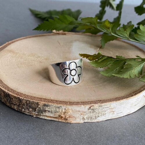 Silver Flower Adjustable Ring