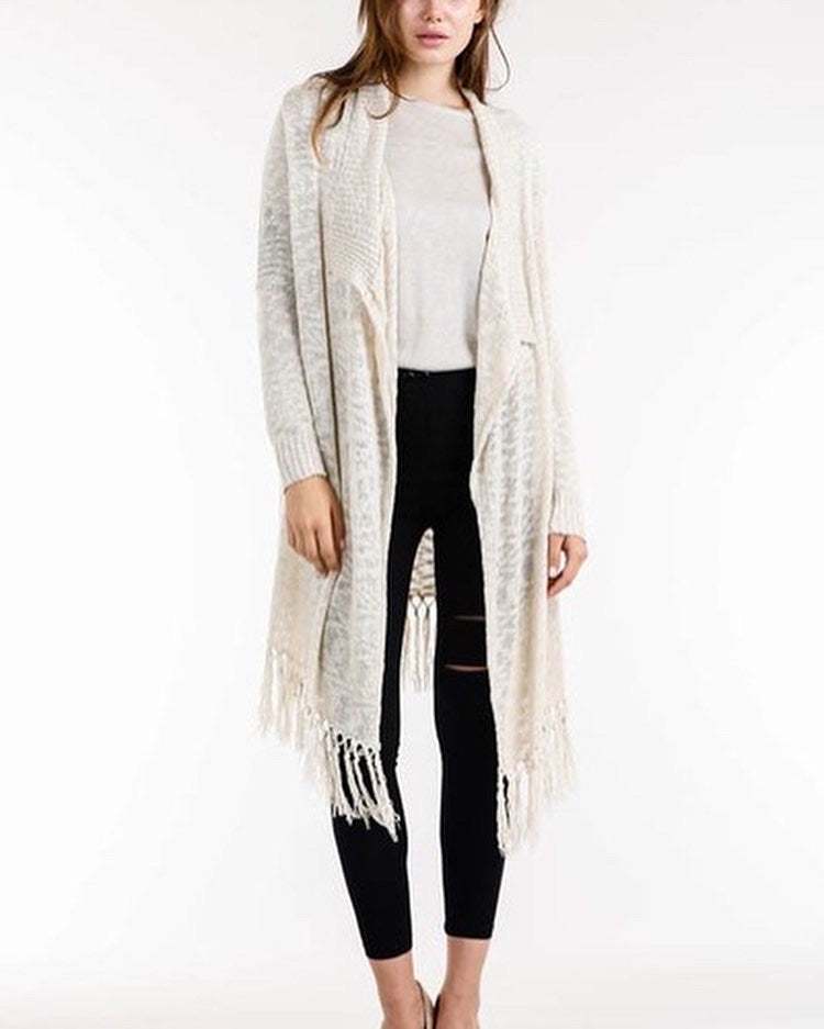 Ivory Fringe Cardigan