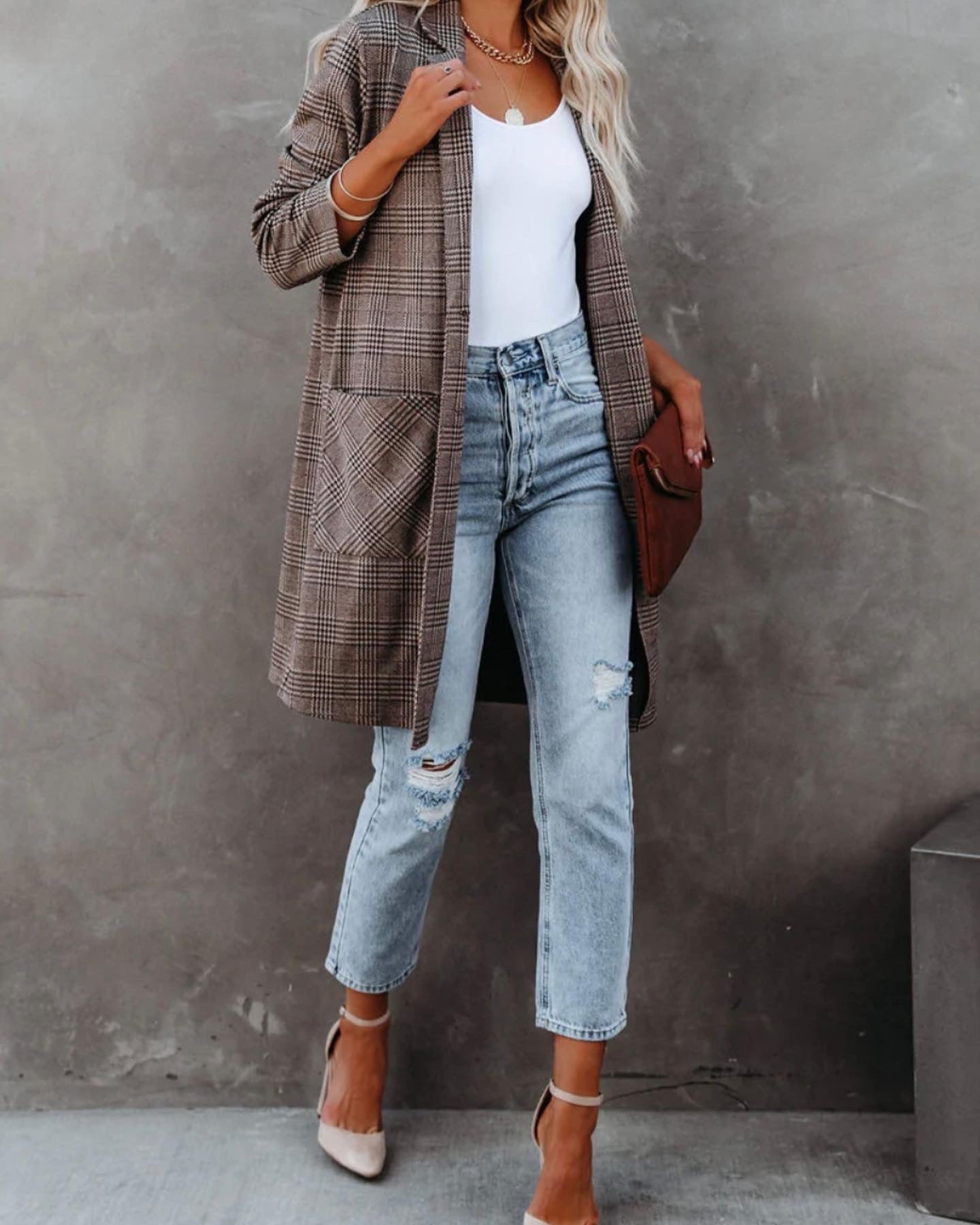 Brown Plaid Blazer