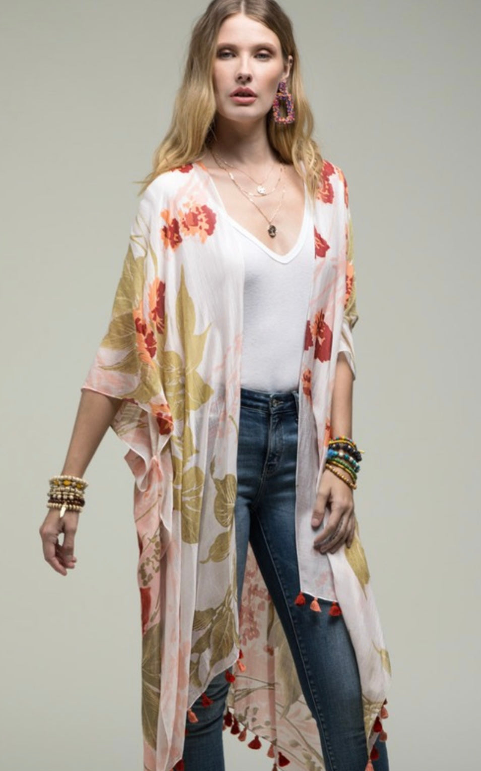 Ivory Watercolour Kimono - One Size